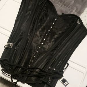 Corset Story black mesh steel boned corset 26"